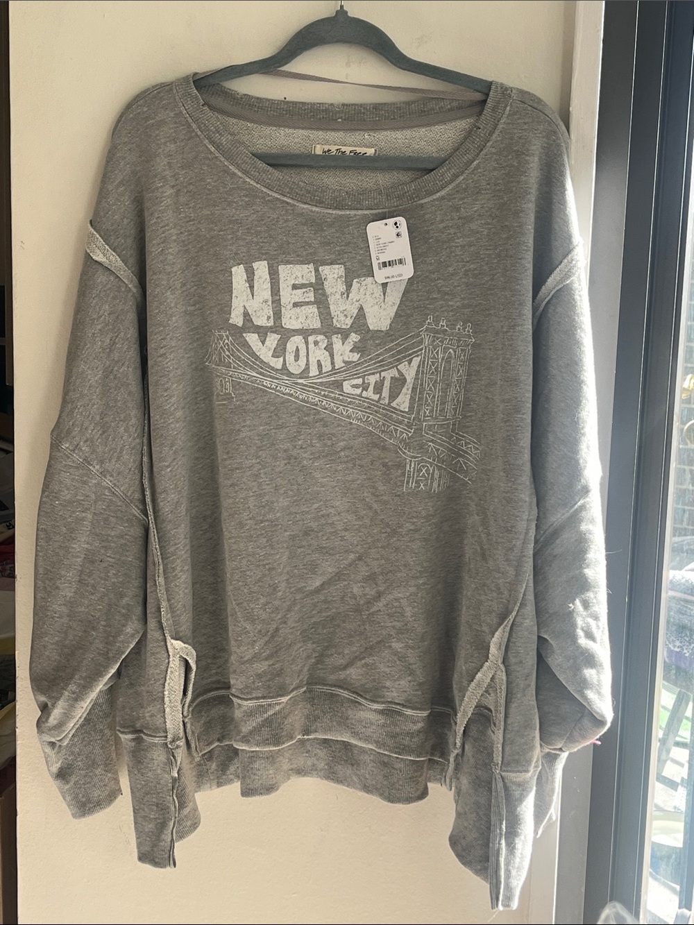 We The Free Gray New York City Scoop Neck Pullover, NWT - Picture 1 of 5